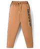 Taeko Single Jersey Knit Full Length Lounge Pant With Text Print - Tan