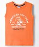 Taeko Single Jersey Knit Sleeveless Tank T-Shirt With Text Print - Orange