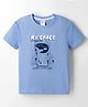 Taeko Single Jersey Knit Half Sleeves T-Shirt With Space Theme Print - Light Blue