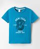 Taeko Single Jersey Knit Half Sleeves T-Shirt With Text Print - Light Blue
