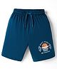 Taeko Single Jersey Knit Knee Length Shorts with Text Graphic - Teal Blue