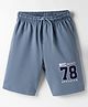Taeko Single Jersey Knit Knee Length Short With Text Print - Blue