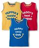 Babyhug Cotton Knit Sleeveless Tank T-Shirt with Text Print Pack of 3 - Red Yellow & Blue