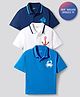 Primo Gino 100% Cotton Knit  Oversized Drop Shoulder Half Sleeves Polo T-Shirt with Nautical Theme Print Pack Of -3 - White, Blue & Navy