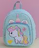 Dukiekooky Kids Light Blue Furry Fabric with Glitter Details Plush Unicorn Mini Backpack - 11 inches