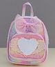 Dukiekooky Girls Pastel Rainbow Quilted Design with Pearl Bow Heart Pattern Mini Backpack- 9 Inches