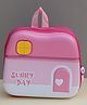 Dukiekooky Pink and Dark Pink Mesh Back Panel Heart Door Design Sunny Day Kids Backpack- Height 9.4 Inches