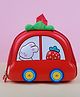 Dukiekooky Kids Red with Green Accents Bunny and Strawberry Design Car Shaped School Backpack- Height 9 Inches