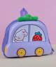 Dukiekooky Kids Purple with Green Accents Bunny and Strawberry Design Car Shaped School Backpack-Height 9 Inches