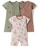 I Bears Interlock Knit Half Sleeves Rompers with Jungle Theme Print Pack Of 3 - Multicolor