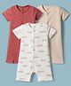 I Bears Interlock Knit Half Sleeves Striped & Printed Rompers Pack of 3 - Multicolor