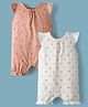 I Bears Interlock Knit Frill Sleeves Rompers with Floral Print Pack Of 2 - Peach & White