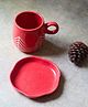 Weaving Homes Red Christmas Tree Mug & Dessert Plate Microwave & Dishwasher Safe