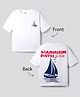 Primo Gino 100% Cotton Drop Shoulder Half Sleeves Oversized Nautical Theme Printed T-Shirt - White
