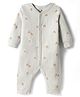 I Bears Interlock Knit Full Sleeves Romper With Cherry Print - Silver