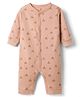 I Bears Interlock Knit Full Sleeves Front Open Romper with Tent Print - Light Red