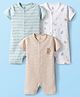 I Bears Interlock Knit Half Sleeves Striped & Tiger Printed Rompers Pack of 3 - Multicolor