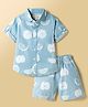 JASH KIDS Cotton Woven Half Sleeves Co-ords Shirt & Shorts Set with Fruit Print - Light Blue