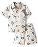 JASH KIDS Cotton Woven Half Sleeves Palm Tree Printed Co-Ords Shirt & Shorts Set - Light Blue