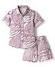 JASH KIDS Cotton Woven Half Sleeves Co-ords Shirt & Shorts Set with Beach Theme Print - Purple