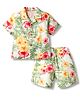 JASH KIDS Cotton Woven Half Sleeves Co-ords Shirt & Shorts Set with Tropical Theme Print - Multicolor