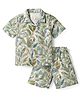 JASH KIDS Cotton Woven Half Sleeves Tropical Theme Printed Shirt & Shorts Set - Olive Green