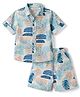 JASH KIDS Cotton Woven Half Sleeves Tropical Theme Printed Co-Ords Shirts & Shorts Set - Light Blue