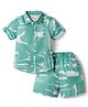 JASH KIDS Cotton Woven Half Sleeves Co-ords Shirt & Shorts Set with Abstract Print - Sea Green