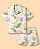 JASH KIDS Cotton Woven Half Sleeves Co-ords Shirt & Shorts Set with Leaf Print - White