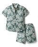 JASH KIDS Cotton Woven Half Sleeves Shirt & Shorts Co-ord Set With Leaf Print - Green