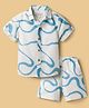 JASH KIDS Cotton Woven Half Sleeves Printed Shirt & Shorts Co-ord Set - White & Light Blue