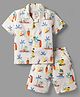 JASH KIDS Cotton Woven Half Sleeves Co-ords Shirt & Shorts Set with Beach Theme Print - Blue