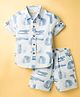 JASH KIDS Cotton Woven Half Sleeves Shirt & Shorts Co-ord Set - Blue