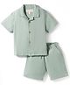 JASH KIDS Cotton Woven Half Sleeves Solid Colour Shirt & Shorts Set - Olive Green