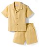 JASH KIDS Cotton Woven Half Sleeves Solid Colour Shirt & Shorts Set - Yellow