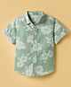 JASH KIDS Cotton Woven Half Sleeves Shirt With Floral Print - Sea Green