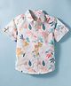 JASH KIDS Cotton Woven Half Sleeves Tropical Theme Printed Shirt - Light Green