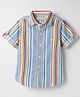 JASH KIDS Cotton Woven Half Sleeves Striped Shirt - Blue