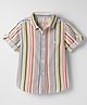 JASH KIDS Cotton Woven Half Sleeves Striped Shirt - Khaki