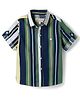 JASH KIDS Cotton Woven Half Sleeves Striped Shirt - Green