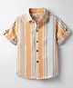 JASH KIDS Cotton Woven Half Sleeves Striped Shirt - Orange