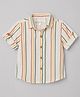 JASH KIDS Cotton Woven Half Sleeves Striped Shirt - Khaki