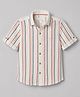 JASH KIDS Cotton Woven Half Sleeves Striped Shirt - Red