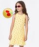 Honeyhap Premium Cotton 2x1 Rib Knit Sleeveless Cherry Printed Frock With Bio Finish - Pale Banana