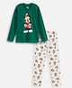 Nap Chief Pure Cotton Knit Disney Mickey Mouse & Friends Featuring Full Sleeves Minnie Mouse Printed Night Suit Set - Green