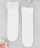 KIDLINGSS Heart Beaded Bow Applique Detailed Socks - White & Pink