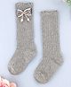 KIDLINGSS Pearl Embellished Bow Applique Detailed Socks - Grey