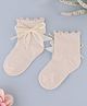 KIDLINGSS Cotton Knit Bow Applique Detailed Socks - Beige