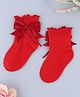 KIDLINGSS Cotton Knit Bow Applique Detailed Socks - Red