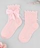 KIDLINGSS Cotton Knit Bow Applique Detailed Socks - Light Pink